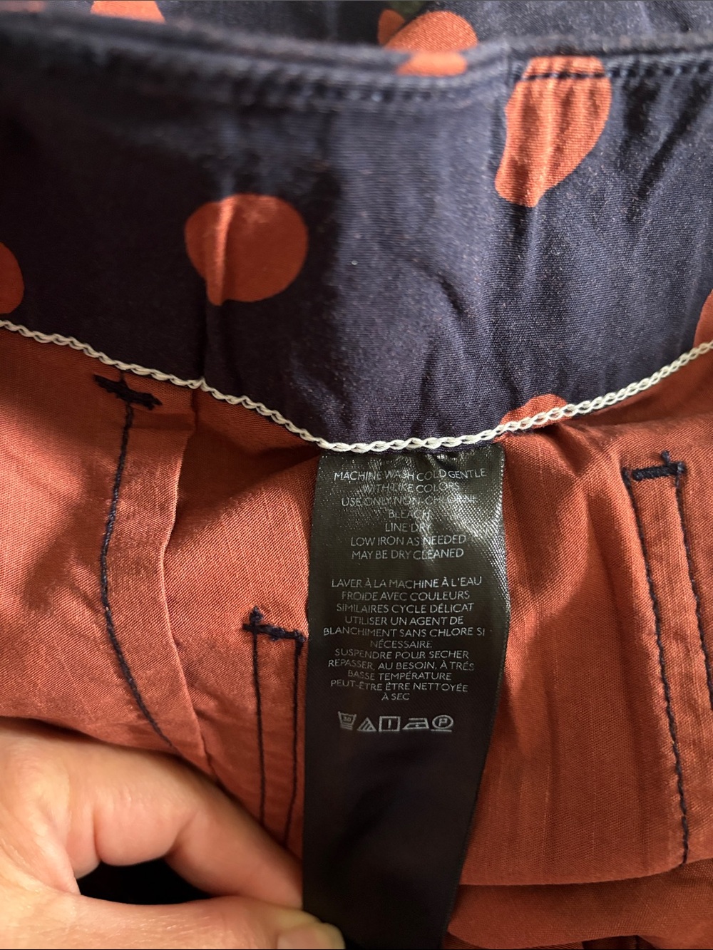 Anthropologie Maeve The Colette Navy Pants with Rust Polka Dots - Picture 4 of 5